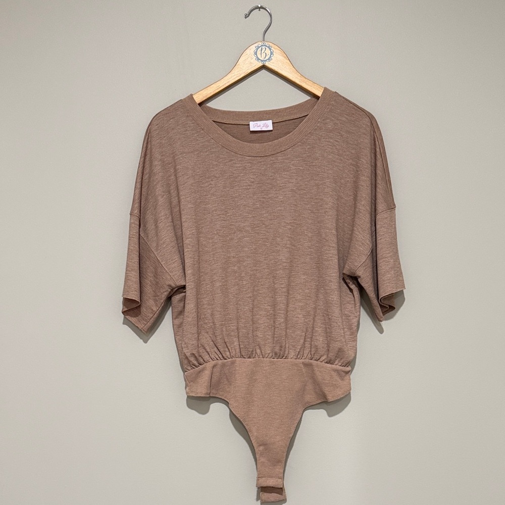 Pink Lily Brown Short Sleeve Bodysuit